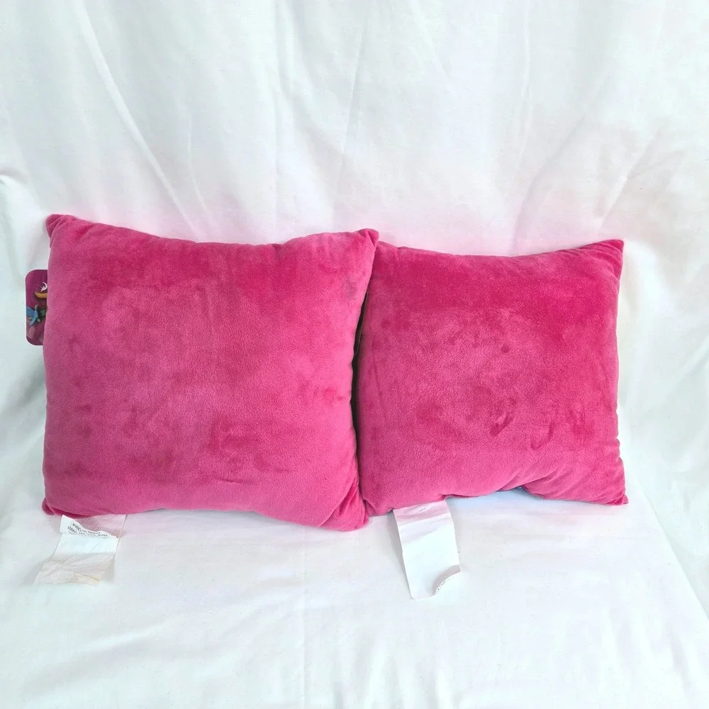 DreamWorks Trolls Poppy Pink Rainbow Reversible Sequin Plush Pillow 2Pc Set NEW